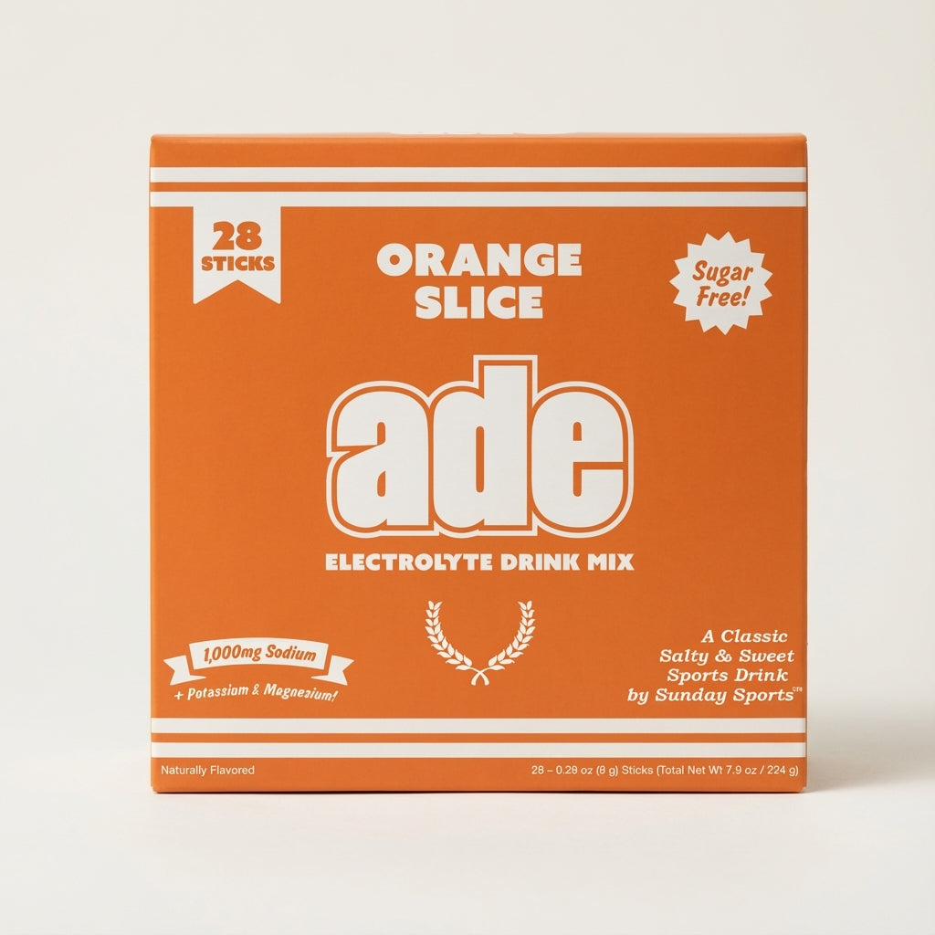 Orange Slice ade electrolyte drink mix box on a white background, bundle-box